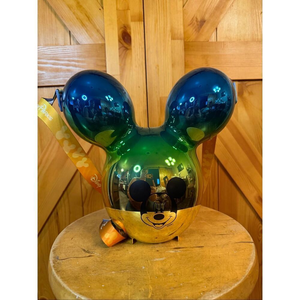 Disney Balloon Mickey Head Popcorn Bucket Metallic Blue Green Gold Ombré (6328)